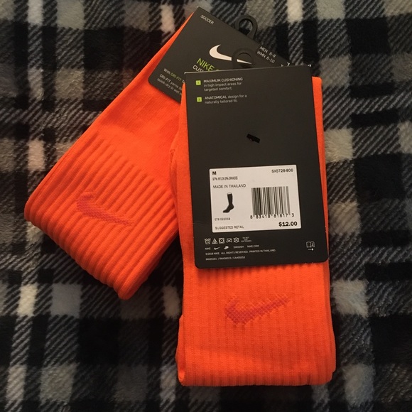 NIKE Dri-Fit knee high socks orange soccer cushion - Picture 5 of 6